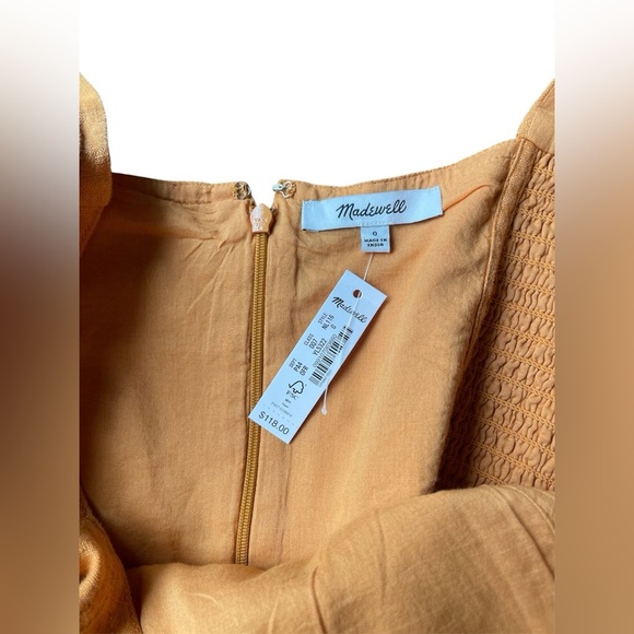 Madewell Maisie Mini Linen Dress Ochre Fresco Orange NWT Size 0 - Picture 7 of 8
